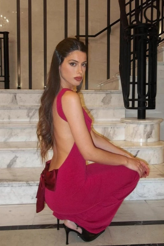 Open Back Bow Cocktail Dress