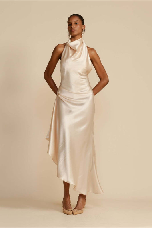 Elegant Satin Slit Backless Party Dress