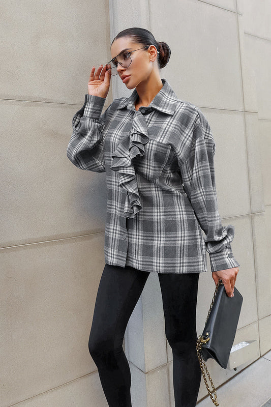 Ruffled Collared Loose Blouse