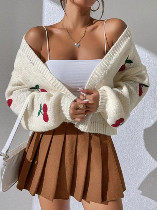 Embroidered Open Front Cardigan