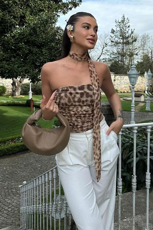 Crop-Top mit Leopardenmuster