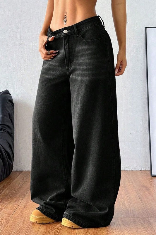 Vintage-Jeans mit gewaschenem, weitem Bein