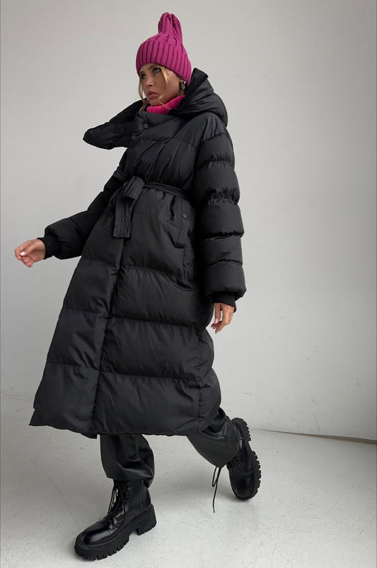 Casual Longline Insulated Puffer Jacket S / Black