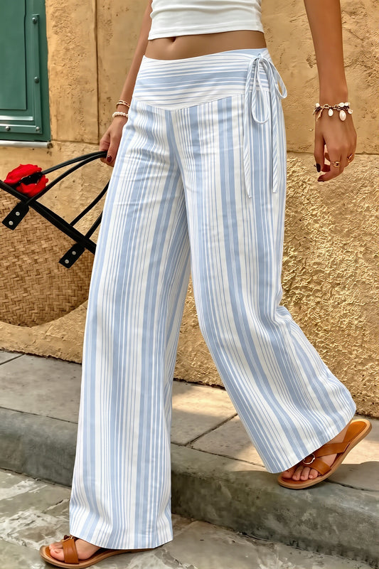 Striped Bow Tie Resort Wide Leg Pants