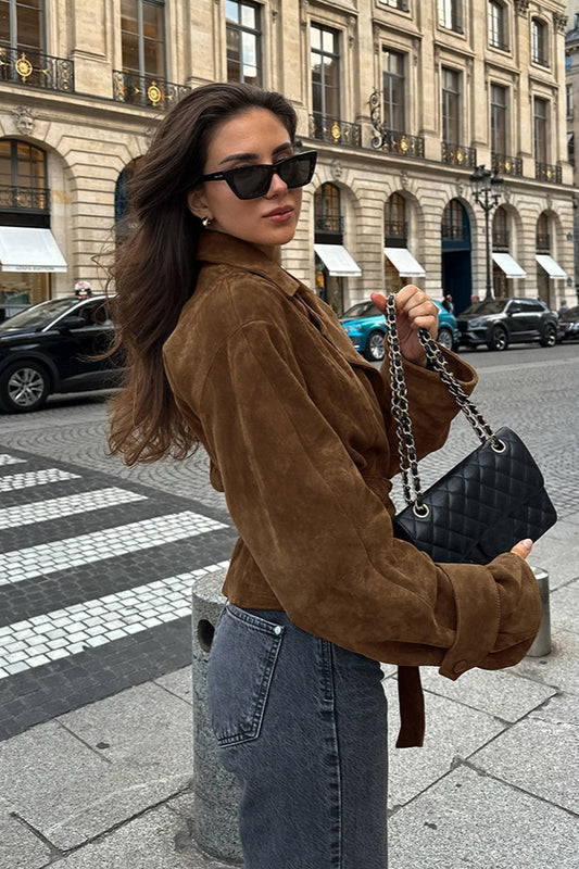 Trench-coat en daim ceinturé