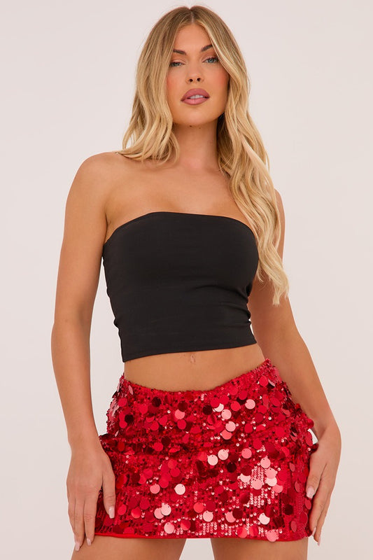 Sequin A-Line Bodycon Skirt