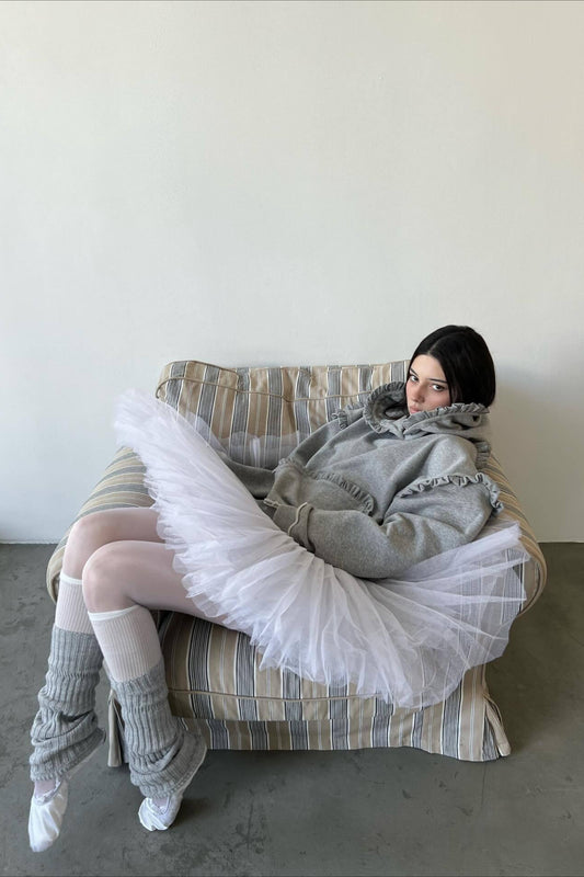 Ruffle Trim Pullover Hoodie