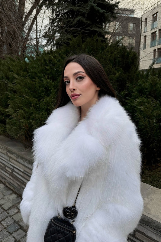 Faux Fox Fur Long Eco Fur Overcoat