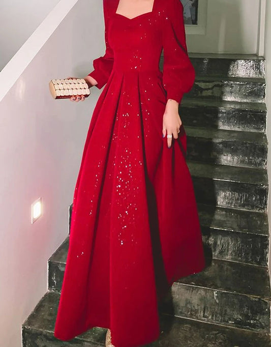 Red Sequined Midi Party Dress red / S