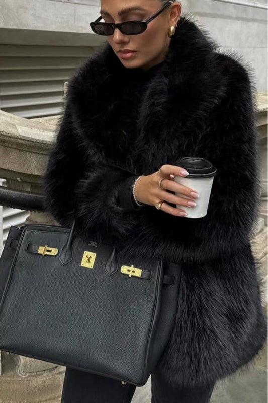 Solid Eco Faux Fur Coat coats