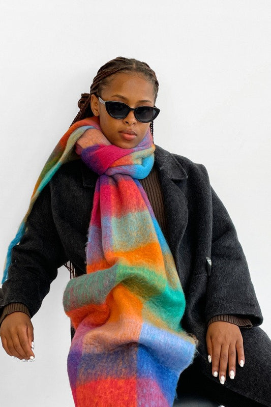 Solid Color Fringe Mohair Scarf