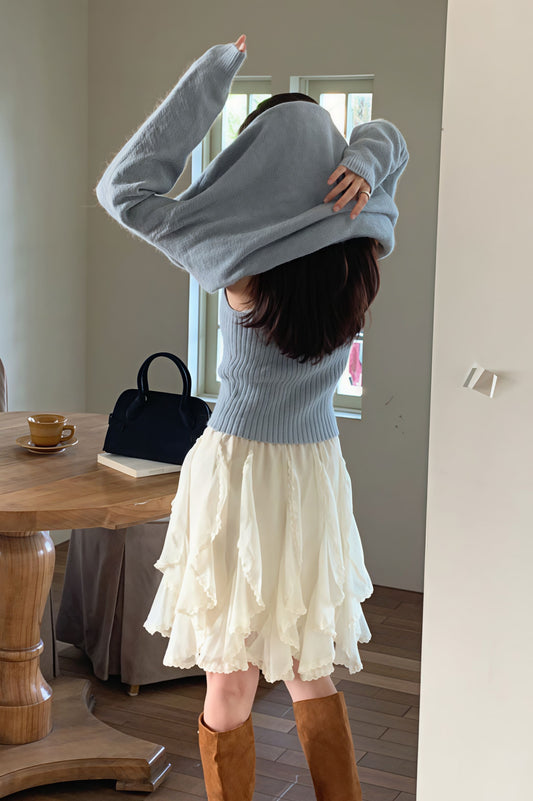 Romantic Ruffled Asymmetrical Chiffon Mini Skirt