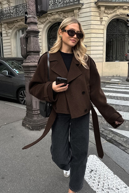 Manteau croisé en laine mélangée