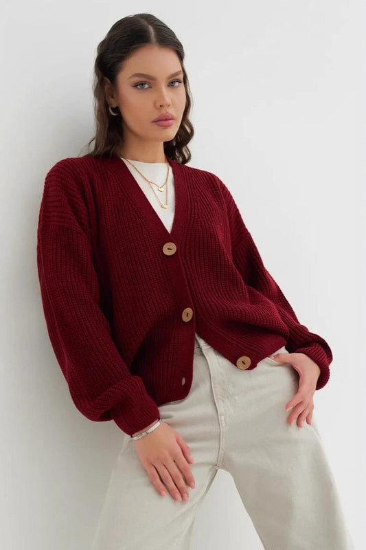 Relaxed Fit Solid Color Cardigan