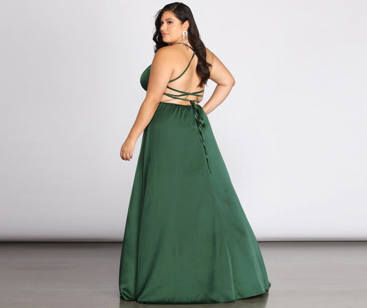 Plus Vera Satin Charming Lace Up Formal Dress Plus S.o. Long