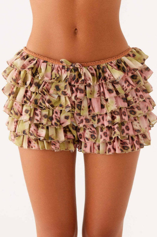 Lace Layered Ruffle Mini Skirt