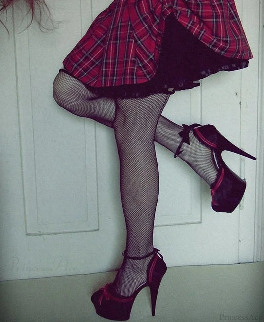 15cm Gothic Lace Platform Fetish Tall Heel black-red / 5