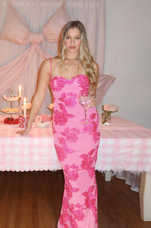 Cami Waist Cinched Floral Bodycon Maxi Dress