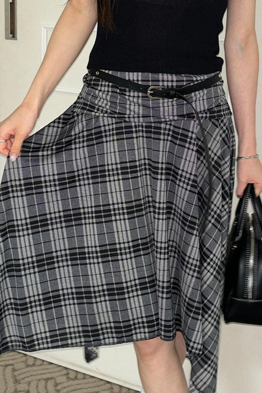 Vintage High-Waist Faux Leather Midi Skirt