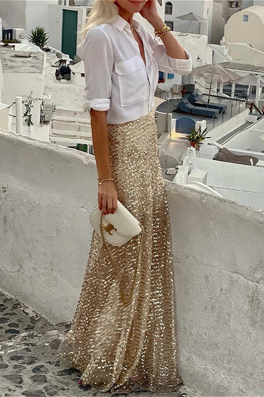 Sequins High-Waisted Maxi Skirt