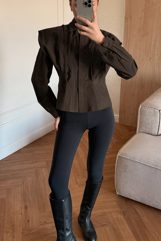 Ruched Waist Tie Back Shirt