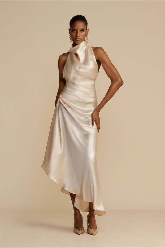 Elegant Satin Slit Backless Party Dress