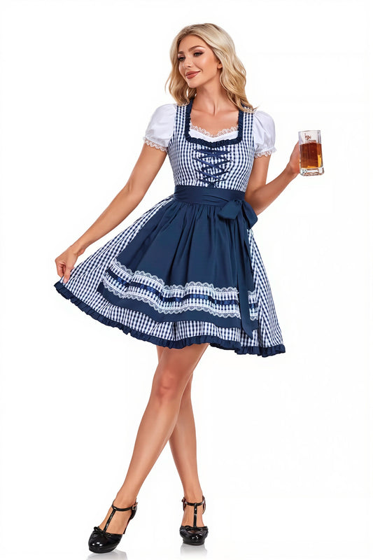 Blue Gingham Oktoberfest Maid Costume Set