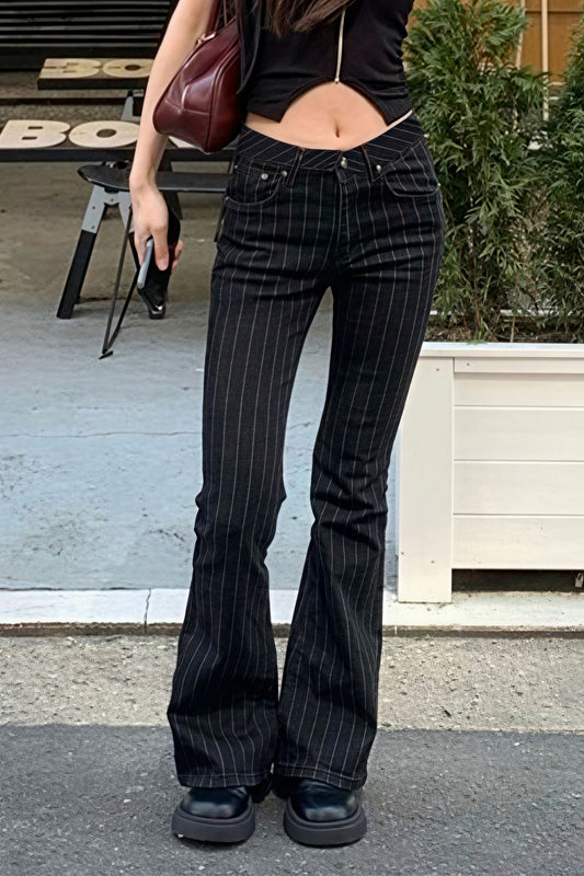 Vintage Striped Micro Flare Pants
