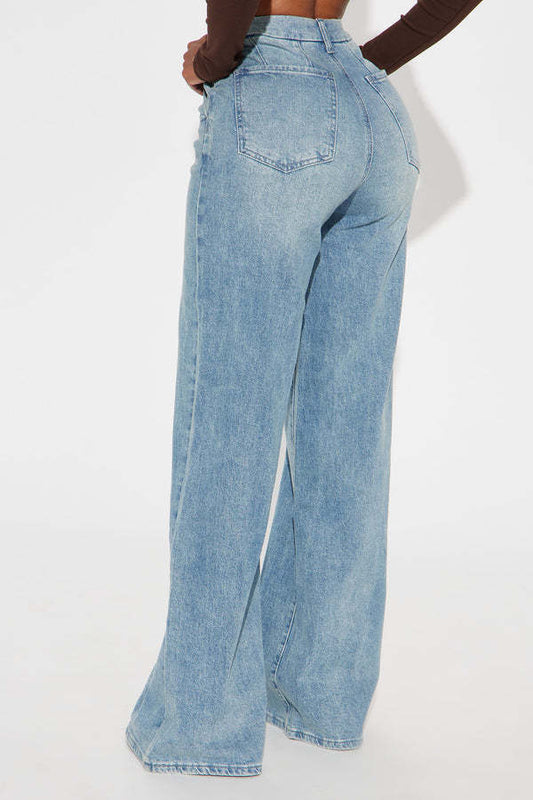 Loose Fit verwaschene Straight Jeans