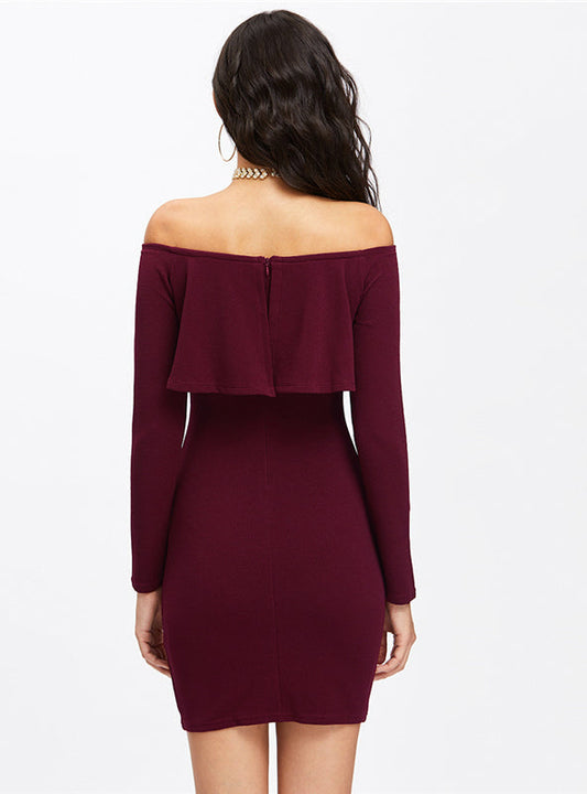 Womens Long Sleeve Mini Dress For Autumn And Winter Party Dresses-L