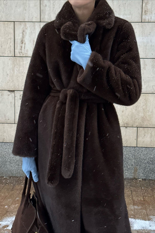 Belted Longline Faux Fur Insulated Overcoat