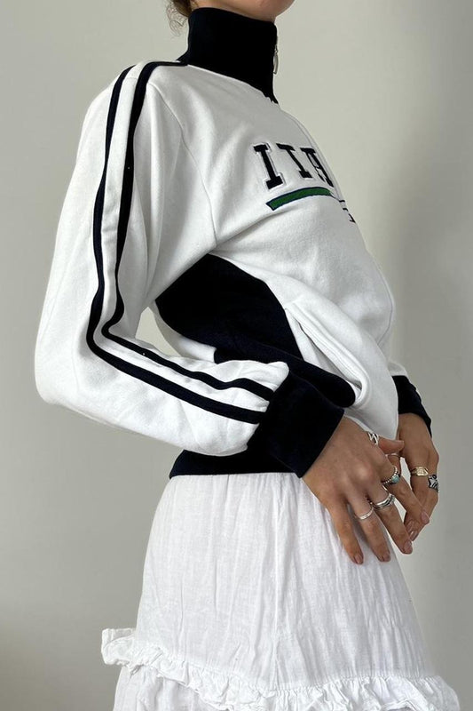 Retro Embroidered Zip Y2k Gothic Sweatshirt