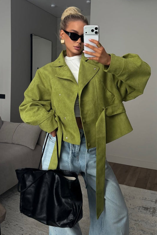 Tie Waist Cropped Field Jacket