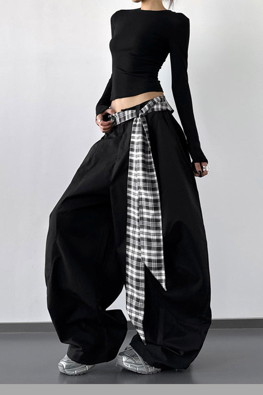 Vintage Layered Wide-Leg Palazzo Pants