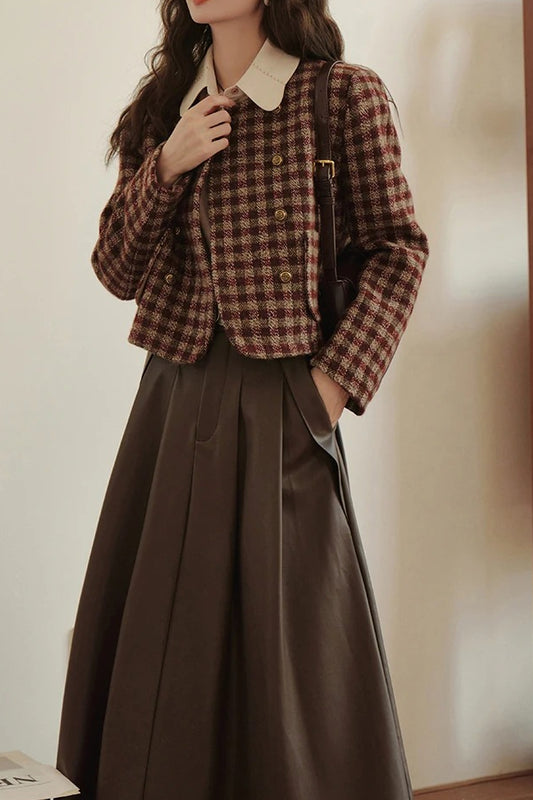 Vintage Plaid Single Breasted Outerwear