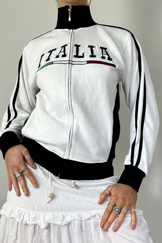 Retro Embroidered Zip Y2k Gothic Sweatshirt