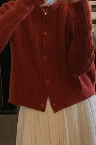 Vintage Ribbed Cropped Cardigan