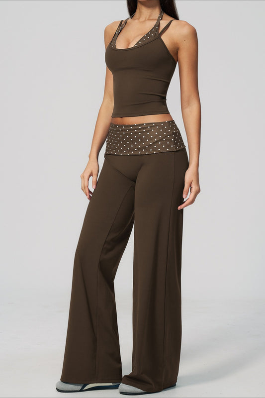 Polka Dots Printed Wide Leg Pants Set