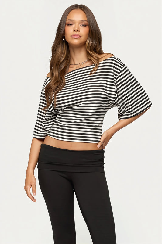 Casual Striped Dolman Sleeve Blouse