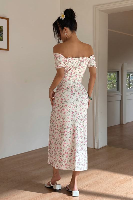 Cottagecore Floral Slit Midi Dress