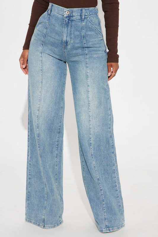 Loose Fit verwaschene Straight Jeans