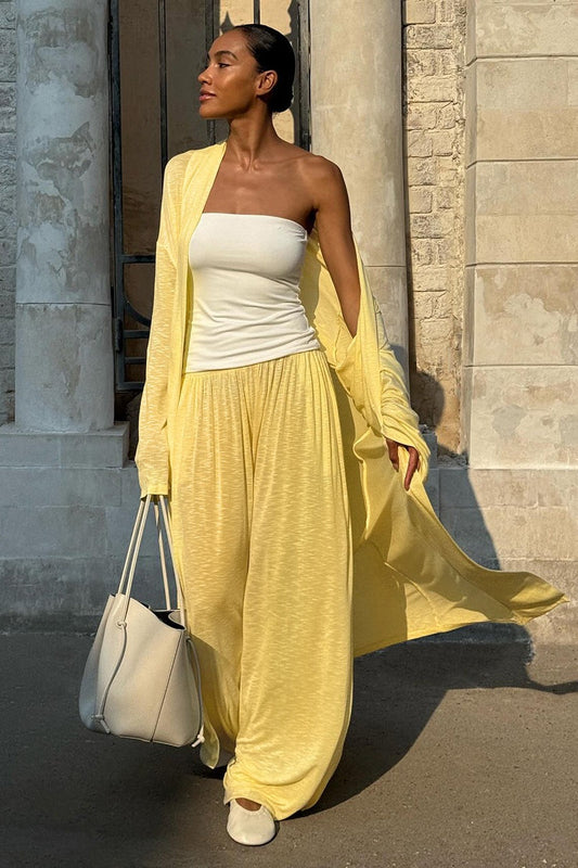 Lässiger langer Cardigan mit Laternenhose, zweiteiliges Hosenset