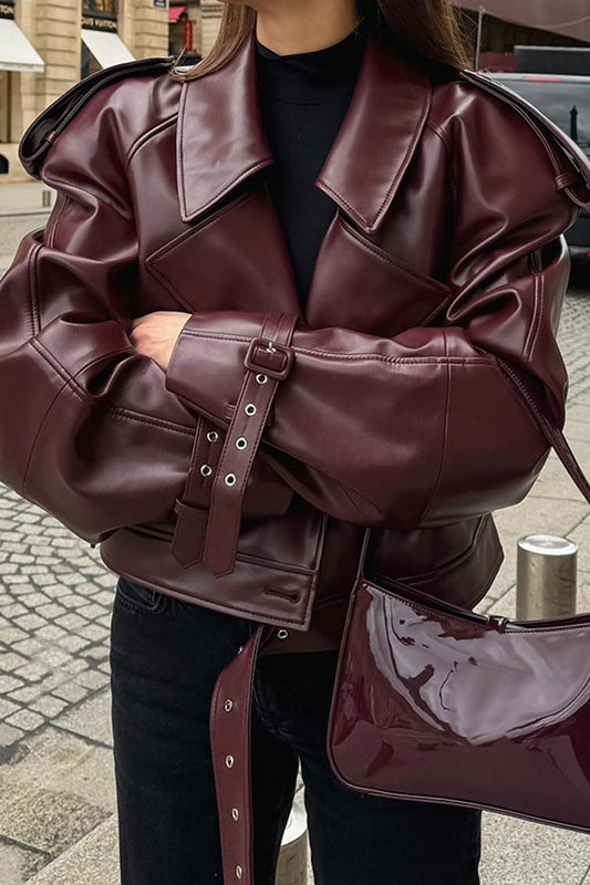 Manteau moto vintage bordeaux