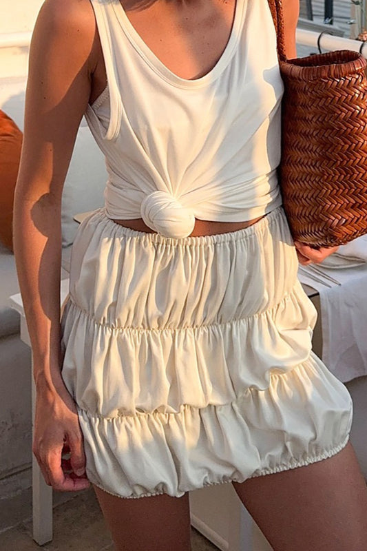 Jupe froncée taille haute décontractée