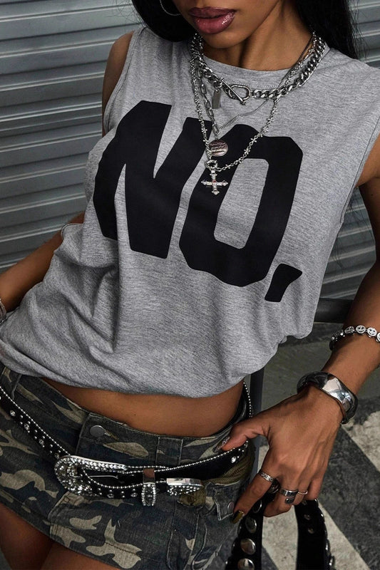 Letter Print Cropped Tank Top