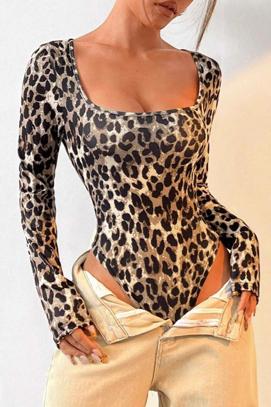 Square Neck Leopard Blouse