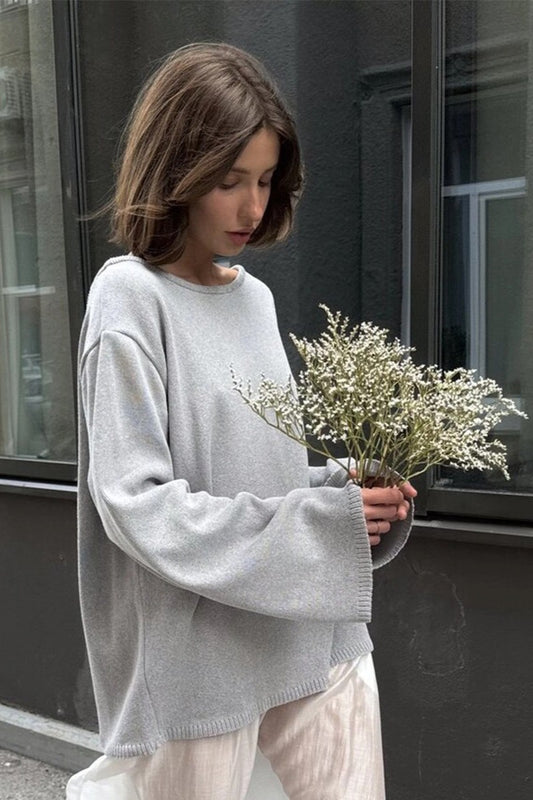 Open Back Boat Neck Knit Sweater
