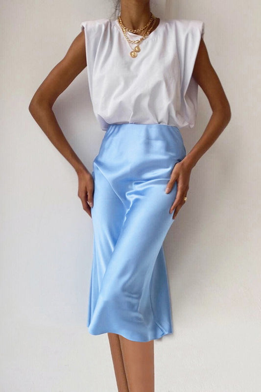 Satin Fishtail Midi Skirt