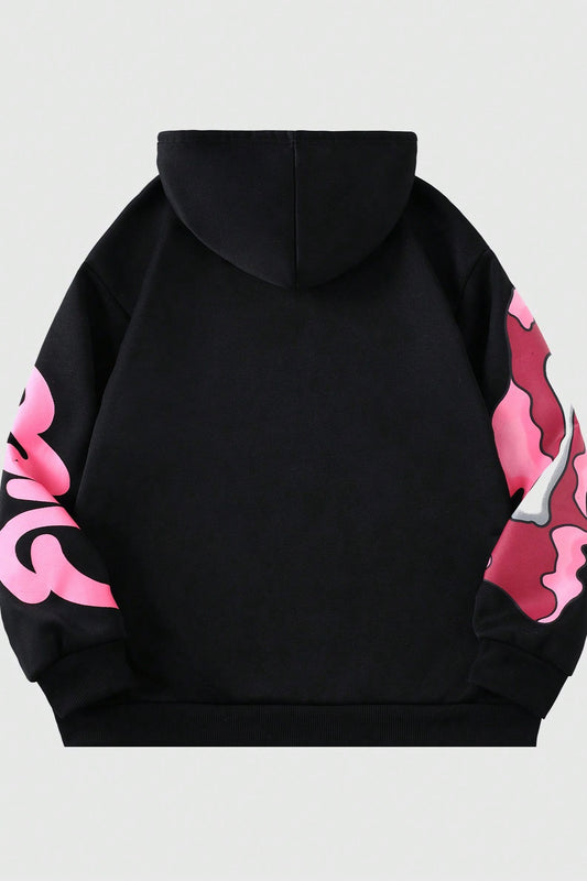 Pink Ribcage Graphic Pullover Hoodie
