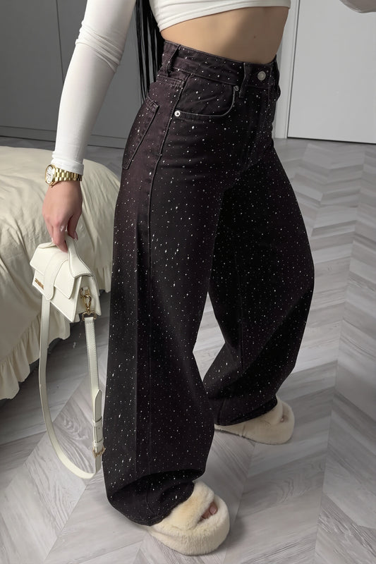 Street Rhinestone Loose Casual Jeans